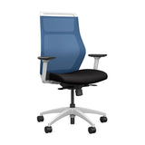 Hexy Conference Chair Conference Chair, Meeting Chair SitOnIt Frame Color White Mesh Color Ocean Fabric Color Licorice