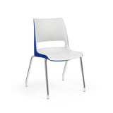 KI Doni Four Leg Stack Chair | Arm or Armless | Caster Option Guest Chair, Cafe Chair, Stack Chair, Classroom Chairs KI Chrome Frame Inner Shell Color Cottonwood Shell Color Ultra Blue