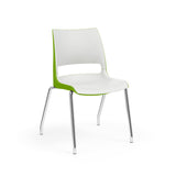 KI Doni Four Leg Stack Chair | Arm or Armless | Caster Option Guest Chair, Cafe Chair, Stack Chair, Classroom Chairs KI Chrome Frame Inner Shell Color Cottonwood Shell Color Zesty Lime
