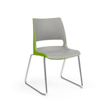 KI Doni Sled Base Chair | Arms or Armless | 2 Tone Shell Color Guest Chair, Cafe Chair, Stack Chair, Classroom Chairs KI Frame Color Chrome Shell Color Warm Grey Shell Color Zesty Lime