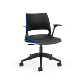 KI Doni Task Chair 2-Tone | Armless & with Arms | 5 Star Base Light Task Chair, Conference Chair, Computer Chair, Meeting Chair KI With Arms Shell Color Black Shell Color Ultra Blue