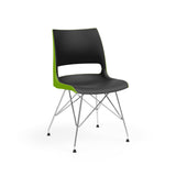 KI Doni Wire Tower Leg Base | 2 Tone Seat Shell | Armless Guest Chair, Cafe Chair, Stack Chair KI Shell Color Black Shell Color Zesty Lime 