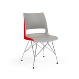 KI Doni Wire Tower Leg Base | 2 Tone Seat Shell | Armless Guest Chair, Cafe Chair, Stack Chair KI Shell Color Warm Grey Shell Color Poppy Red 