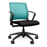 Movi Light Task Chair - Black Frame Office Chair, Conference Chair, Computer Chair, Teacher Chair, Meeting Chair SitOnIt Fabric Color Licorice Mesh Color Aqua 