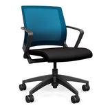 Movi Light Task Chair - Black Frame Office Chair, Conference Chair, Computer Chair, Teacher Chair, Meeting Chair SitOnIt Fabric Color Licorice Mesh Color Electric Blue 