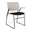 Orbix Wire Rod Chair Upholstered Seat Fixed Arm Guest Chair, Cafe Chair, Stack Chair SitOnIt Frame Color Black Plastic Color Latte Fabric Color Peppercorn