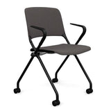 Qwiz Nester Chair Nesting Chairs SitOnIt Fabric Color Iron Black Frame Fixed Arms