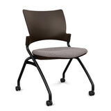 Relay Nester Chair - Black Frame, Fabric Seat Nesting Chairs SitOnIt Chocolate Plastic Fabric Color Carbon Armless
