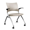 Relay Nester Chair Nesting Chairs SitOnIt Latte Plastic Silver Frame Fixed Arms