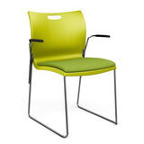 Rowdy Stack Chair, Fabric Seat - Chrome Frame Guest Chair, Cafe Chair, Stack Chair SitOnIt Apple Plastic Fabric Color Apple Fixed Arms