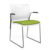 Rowdy Stack Chair, Fabric Seat - Chrome Frame Guest Chair, Cafe Chair, Stack Chair SitOnIt Arctic Plastic Fabric Color Apple Fixed Arms
