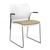 Rowdy Stack Chair, Fabric Seat - Chrome Frame Guest Chair, Cafe Chair, Stack Chair SitOnIt Arctic Plastic Fabric Color Desert Fixed Arms