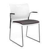 Rowdy Stack Chair, Fabric Seat - Chrome Frame Guest Chair, Cafe Chair, Stack Chair SitOnIt Arctic Plastic Fabric Color Kiss Fixed Arms