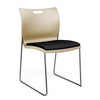 Rowdy Stack Chair, Fabric Seat - Chrome Frame Guest Chair, Cafe Chair, Stack Chair SitOnIt Bisque Plastic Fabric Color Licorice Armless