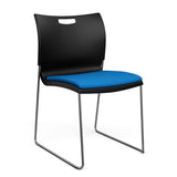 Rowdy Stack Chair, Fabric Seat - Chrome Frame Guest Chair, Cafe Chair, Stack Chair SitOnIt Black Plastic Fabric Color Electric Blue Armless