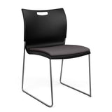 Rowdy Stack Chair, Fabric Seat - Chrome Frame Guest Chair, Cafe Chair, Stack Chair SitOnIt Black Plastic Fabric Color Kiss Armless