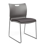 Rowdy Stack Chair, Fabric Seat - Chrome Frame Guest Chair, Cafe Chair, Stack Chair SitOnIt Slate Plastic Fabric Color Kiss Armless