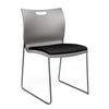 Rowdy Stack Chair, Fabric Seat - Chrome Frame Guest Chair, Cafe Chair, Stack Chair SitOnIt Sterling Plastic Fabric Color Licorice Armless