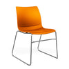 SitOnIt Baja Wire Rod | Plastic Shell | Armless Guest Chair, Cafe Chair, Stack Chair SitOnIt Frame Color Chrome Plastic Color Tangerine 