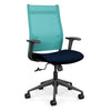 Wit Highback Office Chair Office Chair, Conference Chair, Teacher Chair SitOnIt Aqua Mesh Fabric Color Navy Carpet Castors
