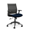 Wit Midback Office Chair Office Chair SitOnIt Nickel Mesh Fabric Color Navy Carpet Castor