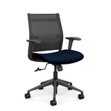 Wit Midback Office Chair Office Chair SitOnIt Nickel Mesh Fabric Color Navy Carpet Castor