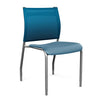 Wit Side Chair Armless Guest Chair SitOnIt Lagoon Plastic Electric Blue Mesh Silver Frame