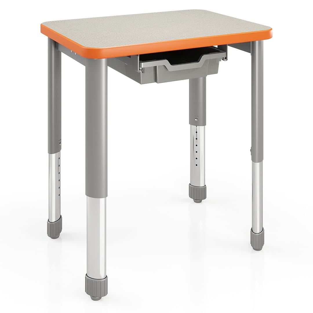 Interchange® SW Tote Storage — Interchange® 20" x 27" Student Desk, Model #04080 shown with optional SW Tote Tray w/ housing #30933.