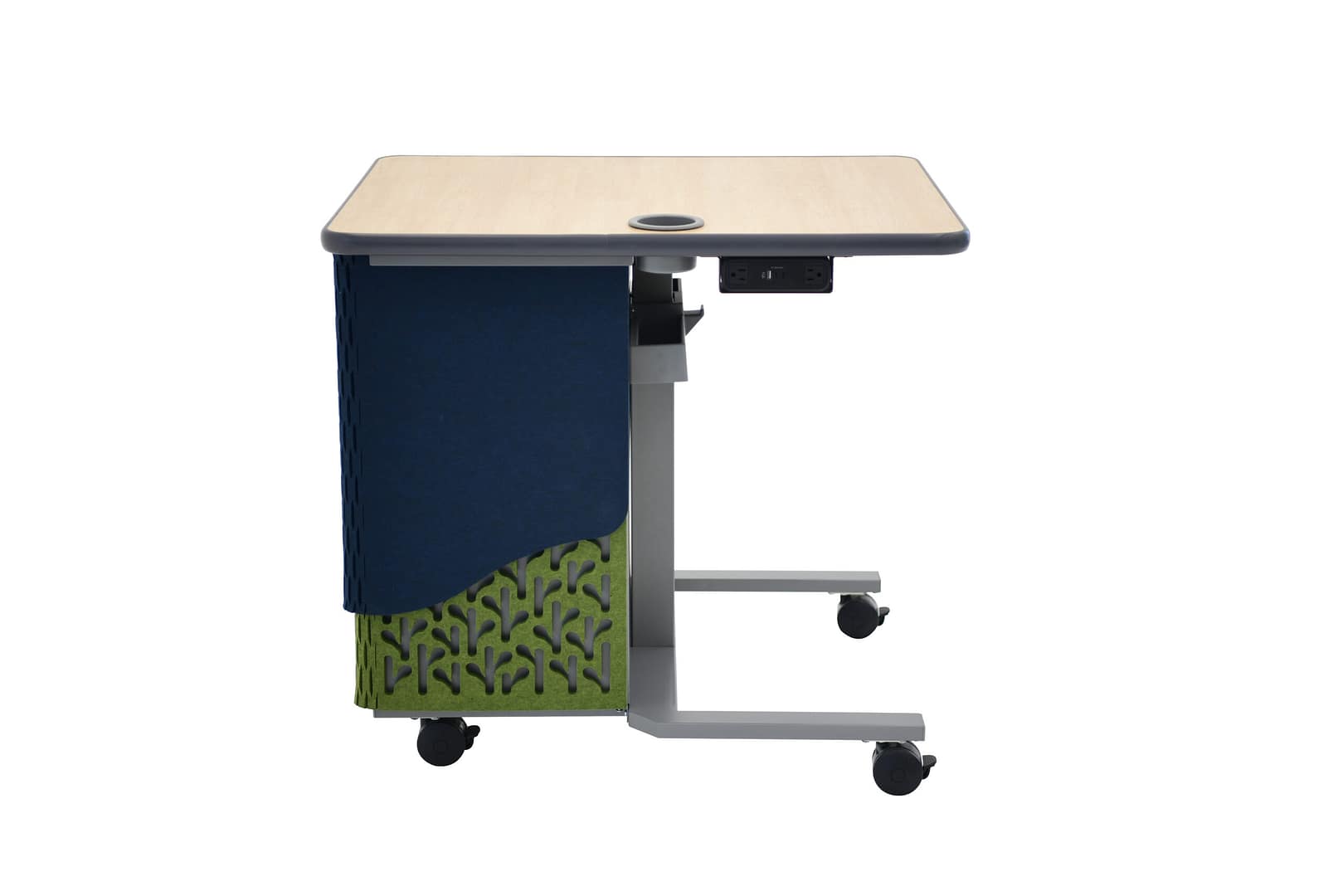 Cascade® Mobile Teacher Workstation — Cascade Mobile Teacher Workstation, Left Cup Holder, Power, & PET Modesty Panel