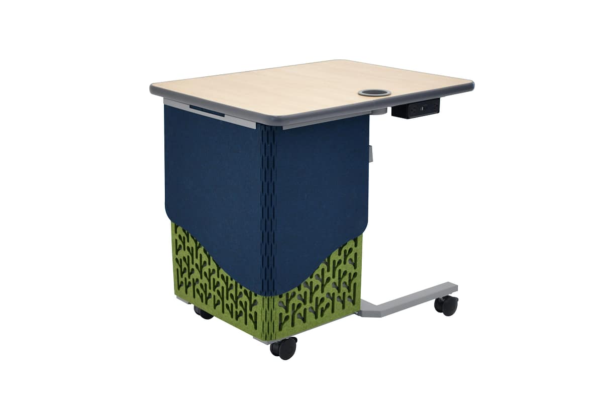 Cascade® Mobile Teacher Workstation — Cascade Mobile Teacher Workstation, Left Cup Holder, Power, & PET Modesty Panel 