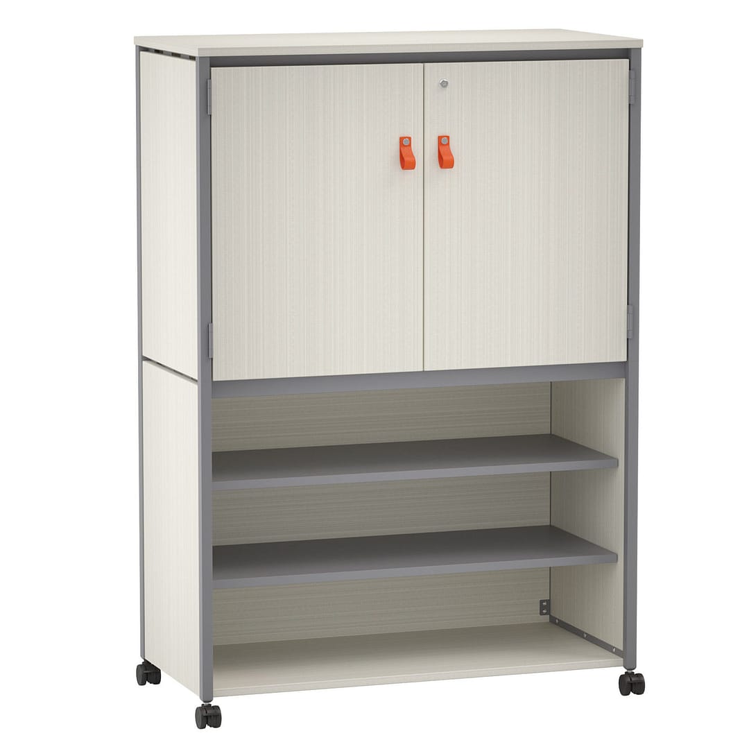 Constellate™ Double Mid Cluster — CLFBB - Upper Cubbies w/ 30" Doors, Lower Shelves