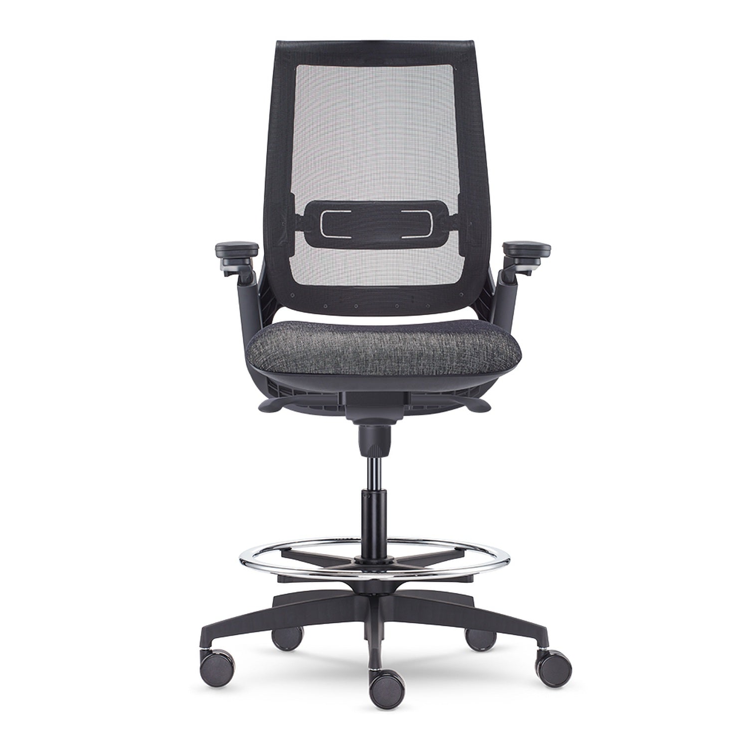 Allseating Equation With Height Adjustable Arms and Dual Pivot Arm Caps With Synchro Tilt and Stool Base