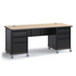 Black and wood-tone Accelerator double-pedestal teacher desk