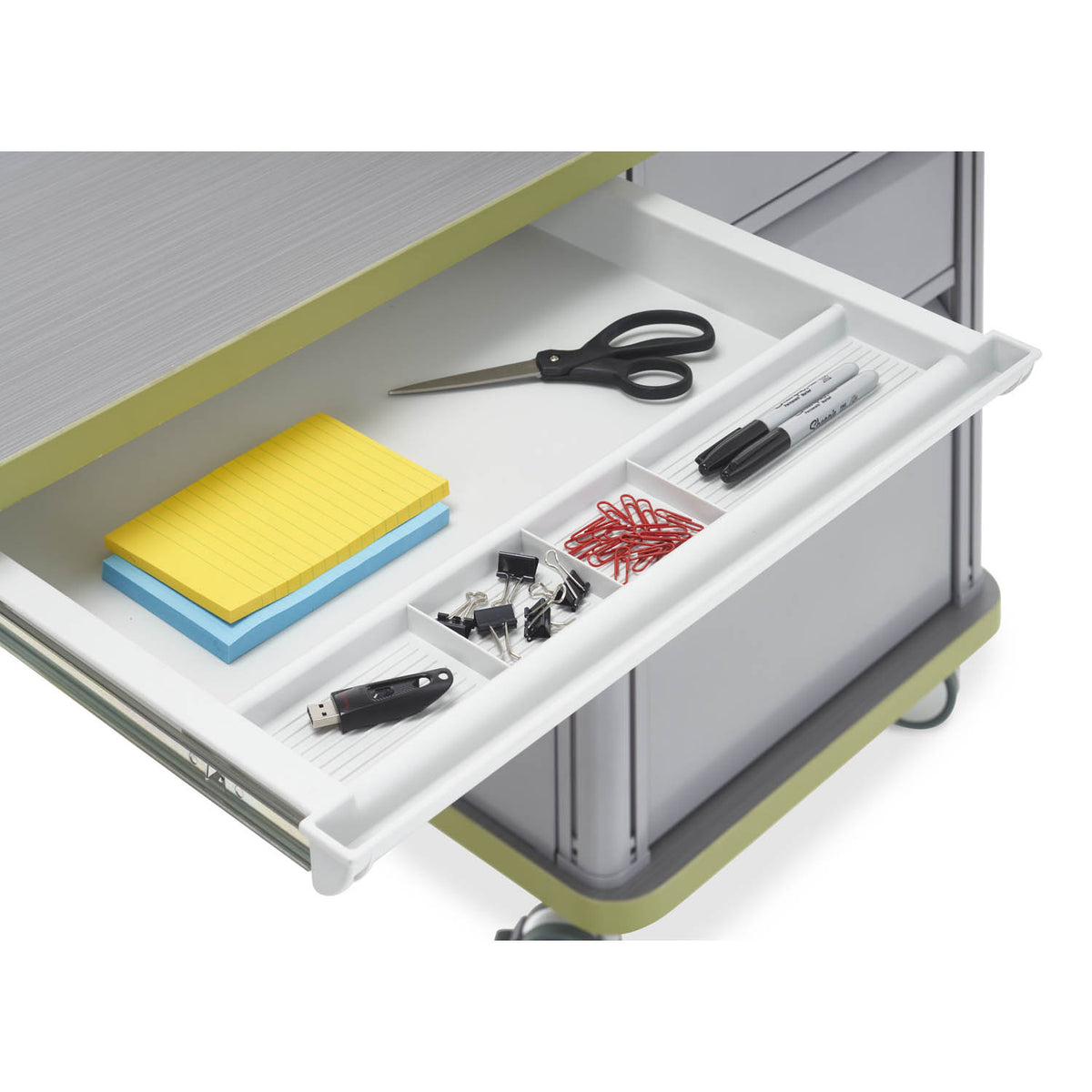 Accelerator teacher desk drawer, close-up