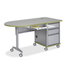 Accelerator single-pedestal bullet teacher desk with optional desk tray, alternate view