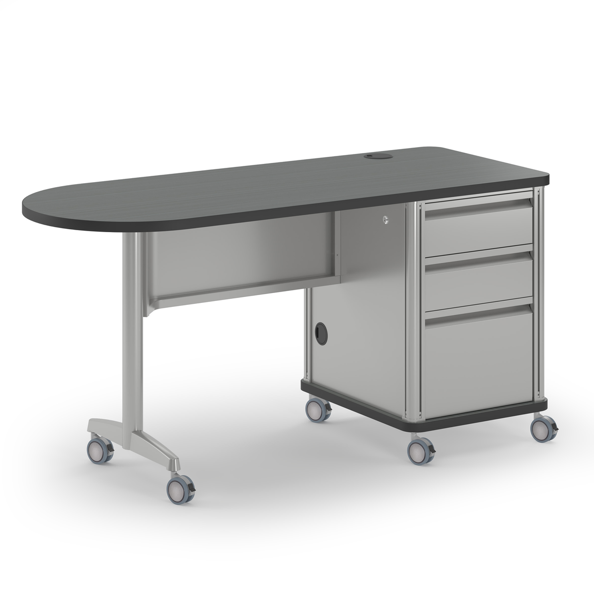 Accelerator single-pedestal desk in multiple colorways