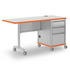 Orange Accelerator rectangle single-pedestal desk with high-rise frame