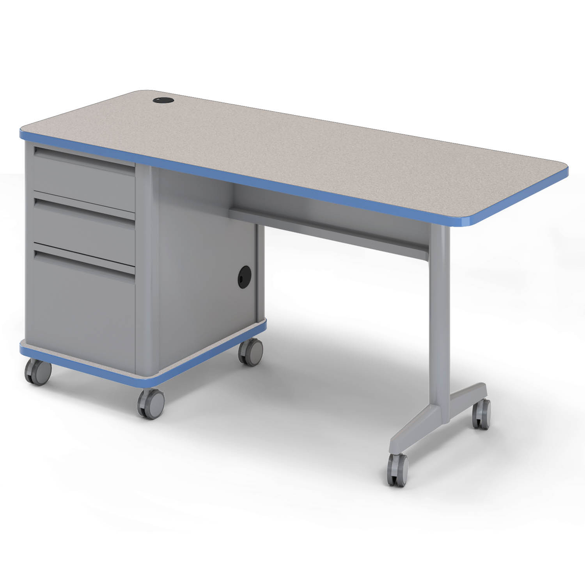 Accelerator single-pedestal rectangle teacher desk, left-hand