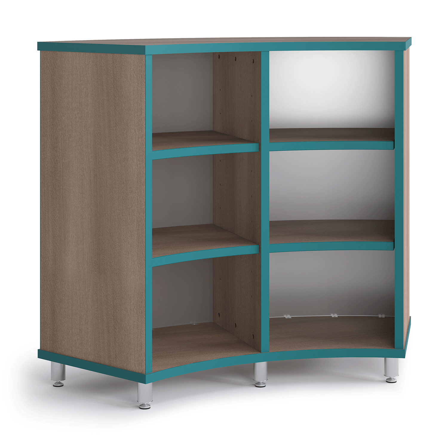 Peacock Loft Oak Strive Curved Inner Shelf on post legs, 42 inch
