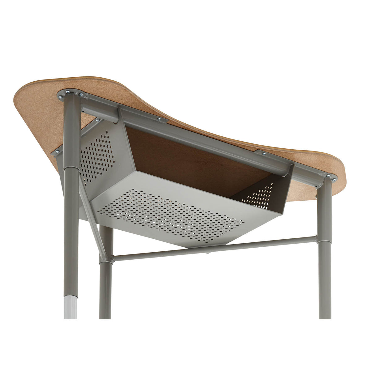 Boomerang Desk with underside book box view