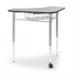 Gray laminate Boomerang Desk with black metallic frame