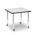Wood-tone Inspire Square Table with casters and black metallic frame