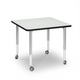 Wood-tone Inspire Square Table with casters and black metallic frame