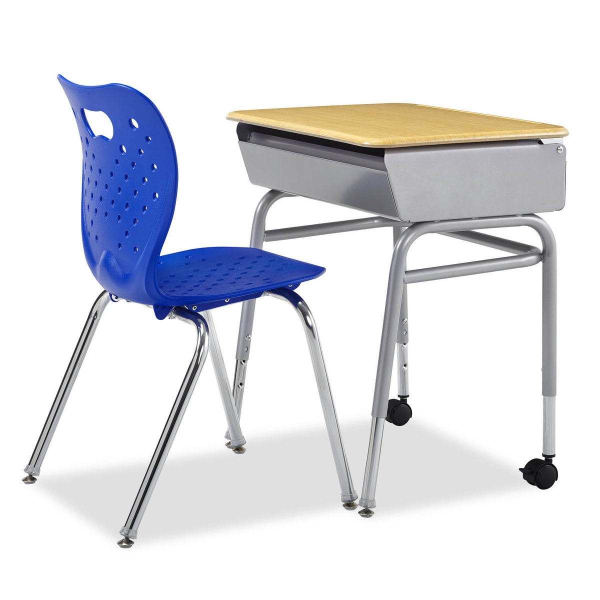 Honor Roll 4-Leg Lift Lid Desk with casters paired with an Air 4-leg chair