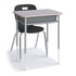 Gray Honor Roll Plastic Book Box Desk with black shell, paired with an Explorer 4-leg chair
