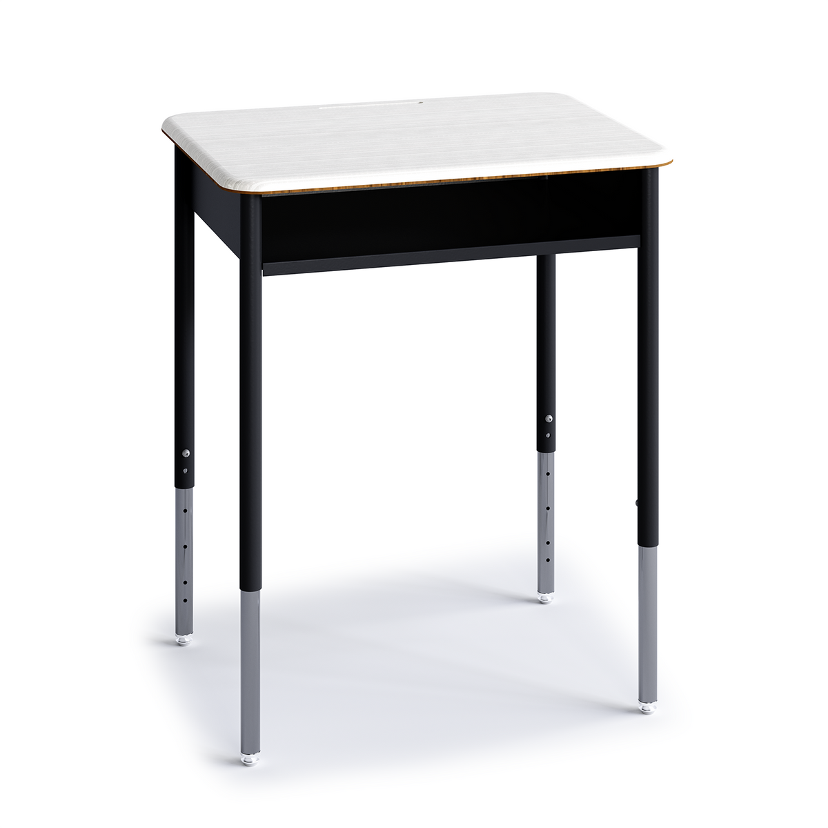 Honor Roll Round Leg Desk with hard plastic top, high-rise, dark gray