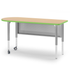 Wood-tone and lime green Inspire bullet-end teacher desk, alternate view