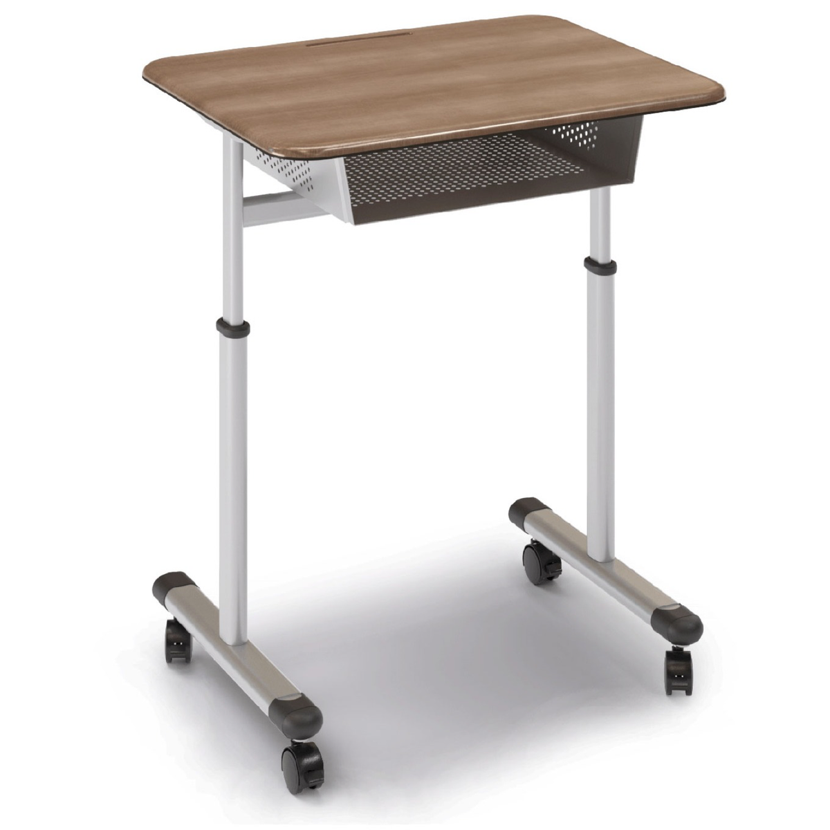 Integrity Oval Base T-Leg Desk with book box and casters