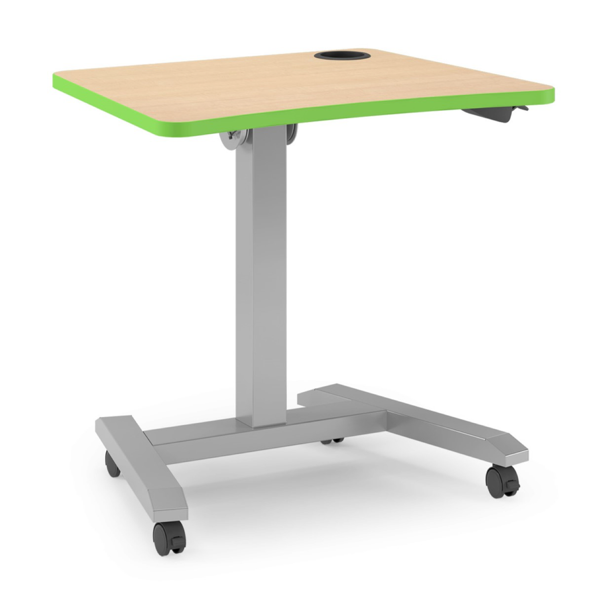 Lime green and wood-tone Nesting Flip Sit Stand desk