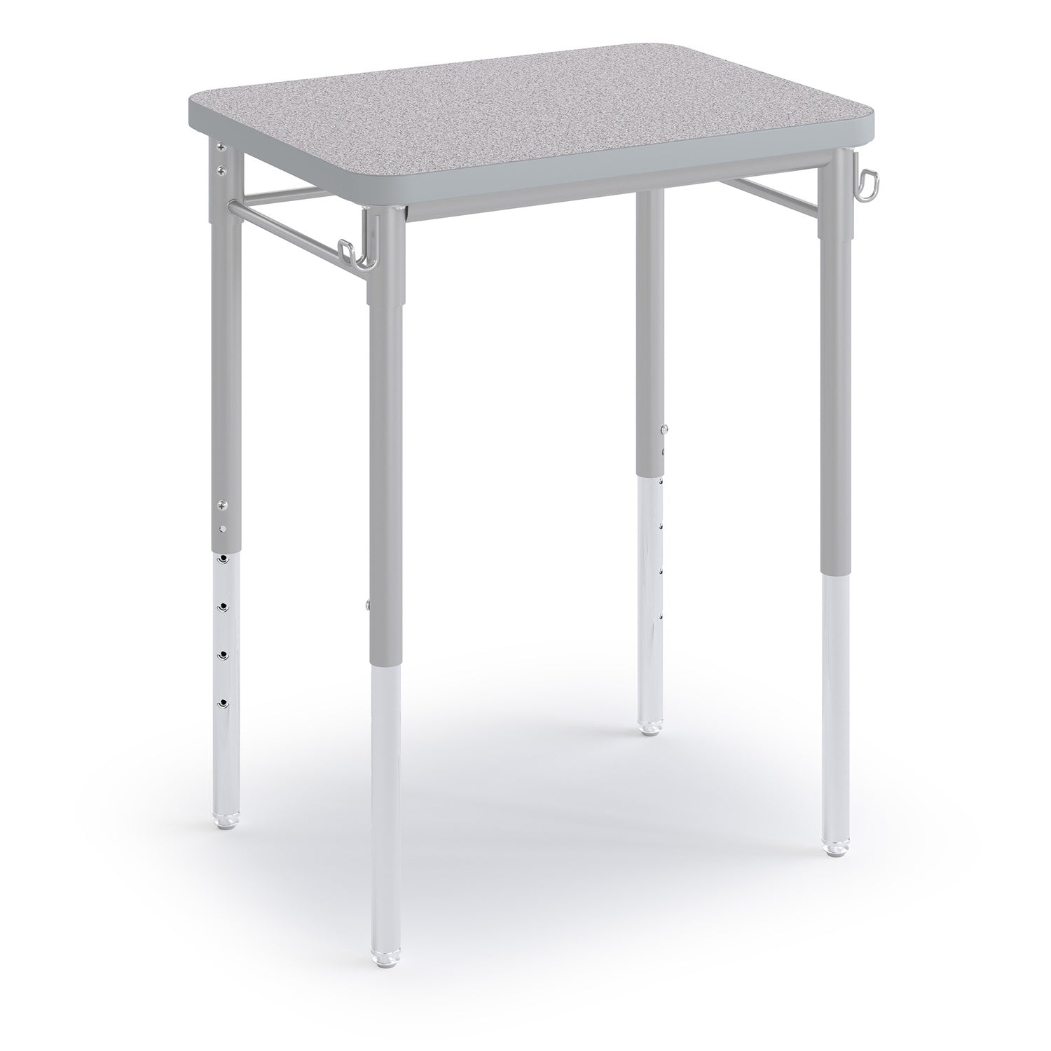 Gray T-Rect Desk with two bag hooks